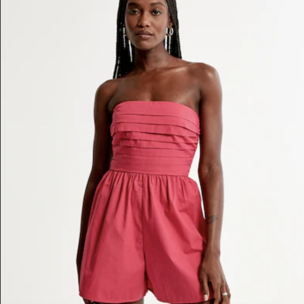Abercrombie & Fitch Emerson Ruched Strapless Romper